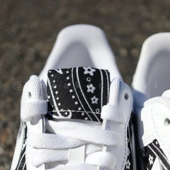 Nike Air Force Low White Black Paisley Bandana CustomNew with box